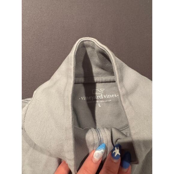 Vineyard Vines Classic Whale Men's Large 100% Cotton 1/4 Zip Gray - Picture 3 of 4